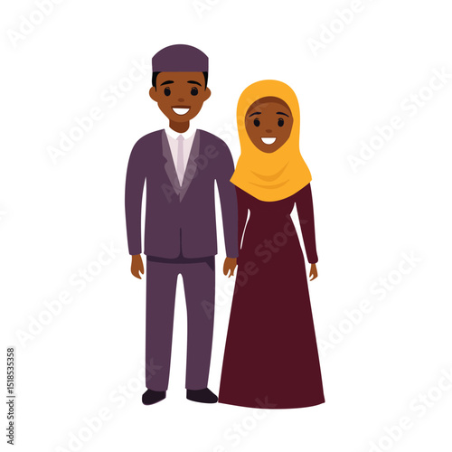 Happy african muslim couple in traditional attire