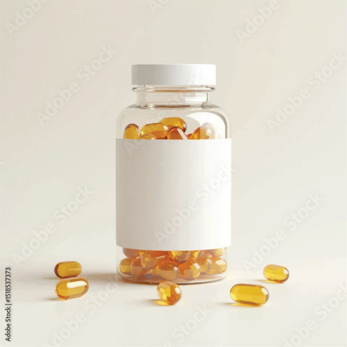 suppliments,3d suppliments bottle,realistic suppliments, transparent suppliment bootlles, tablets, nature,flowers,multiple bottles,medicine,without label,glass jar multi color,capsules, fish capsules