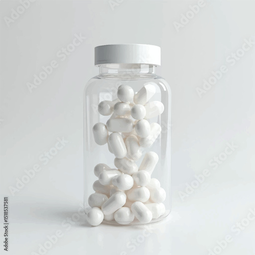 suppliments,3d suppliments bottle,realistic suppliments, transparent suppliment bootlles, tablets, nature,flowers,multiple bottles,medicine,without label,glass jar multi color,capsules, fish capsules