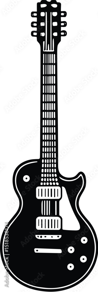 Obraz premium Guitar vector black silhouette print design