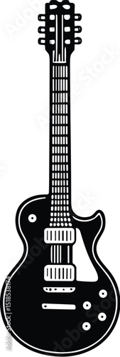 Guitar vector black silhouette print design