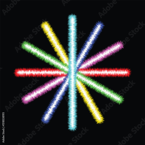 Glowing Fluffy Star Vector Illustration on Black Background for Dynamic Designs