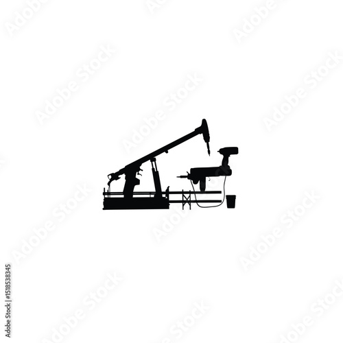 Silhouette of guardrail installing equipment on white background