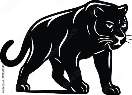 Panther vector black silhouette print design