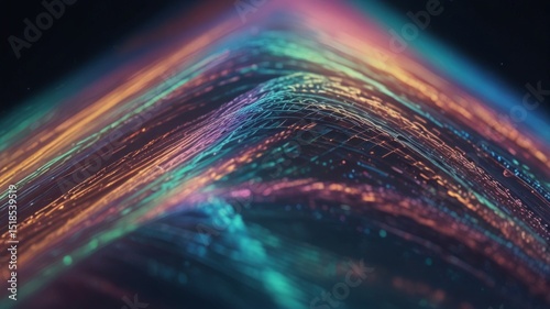 Pulsating holographic textures with soft glow and pastel tones.