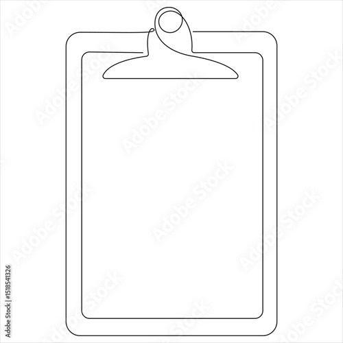 Continuous one line drawing of clipboard with checklist vector illustration
