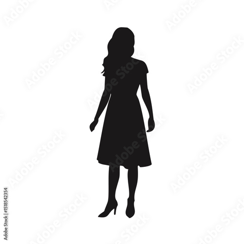 Woman in dress silhouette standing elegant pose