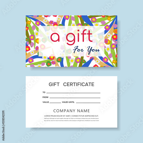 Gift certificate template with abstract flowers.