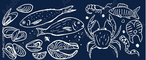Incredible Hand Drawn Seafood Vectors