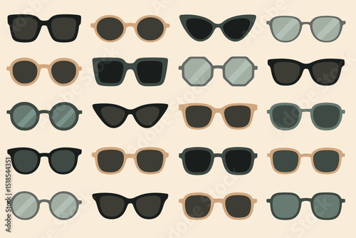 Sunglasses collection featuring various styles and colors against a light backdrop for fashion inspiration