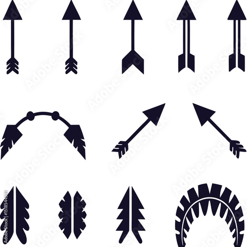 Straight and Curved Arrow Icons illustration Set 