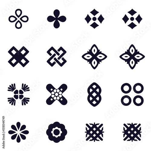 Collection of Geometric and Floral Decorative Elements for logo and design