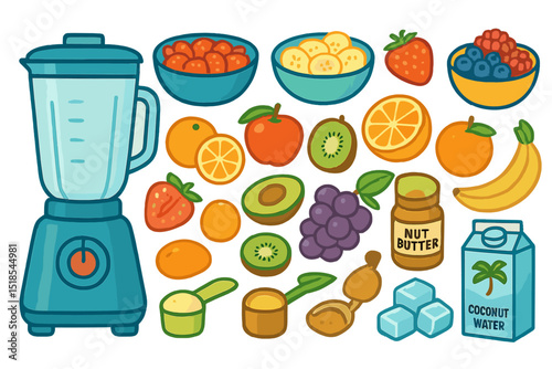 Making healthy smoothies with fresh fruits and a blender at home