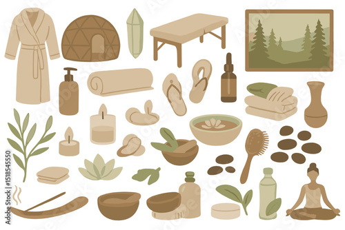 Wellness and relaxation essentials for a spa day at home with natural elements and soothing atmosphere