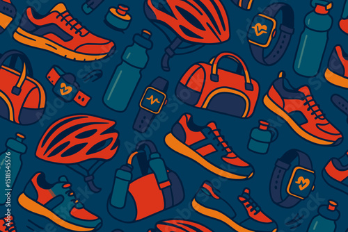 Vibrant design showcasing athletic gear and accessories with a sporty theme perfect for fitness enthusiasts