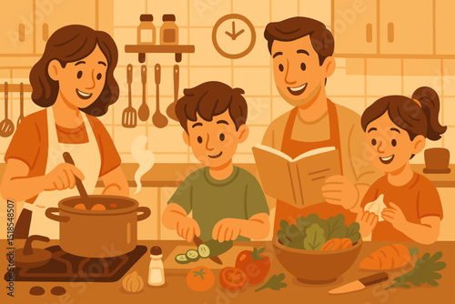 family in the kitchen