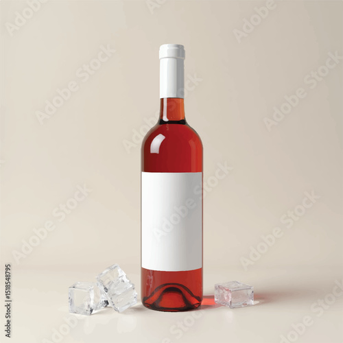 wine bottle mockup3d mockups,champagne bottle mockup with white label, realistic 3d product mockups,glass bottle,white background,withoutbackground,ice cubes,multiple productsgolden champagne red wine