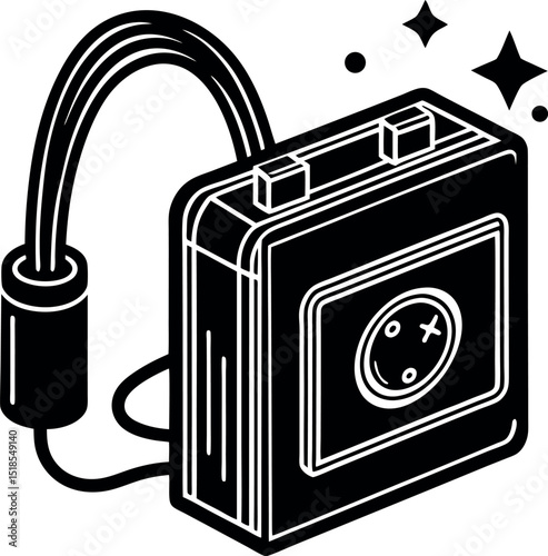 Rainbow Sparkle Walkman Player Vector on White Background