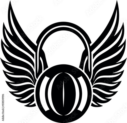 Silver Angel Winged Headphone Icon Vector on White Background