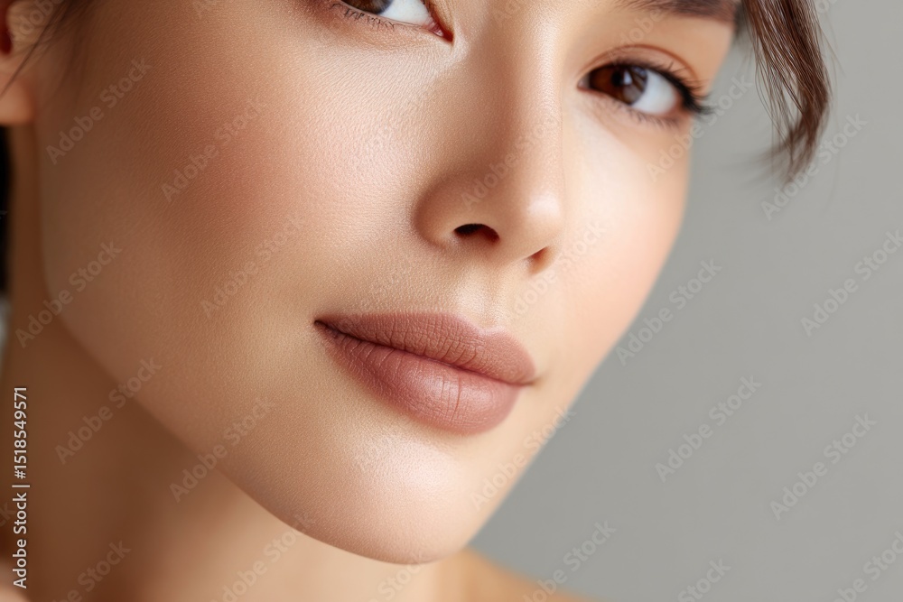 Fototapeta premium Elegant Woman with Matte Lips and Flawless Skin