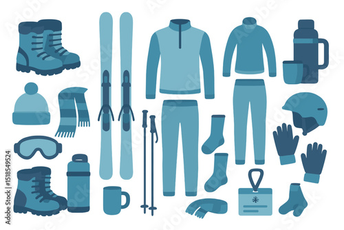 Essential winter sports gear for skiing adventure in snowy mountains