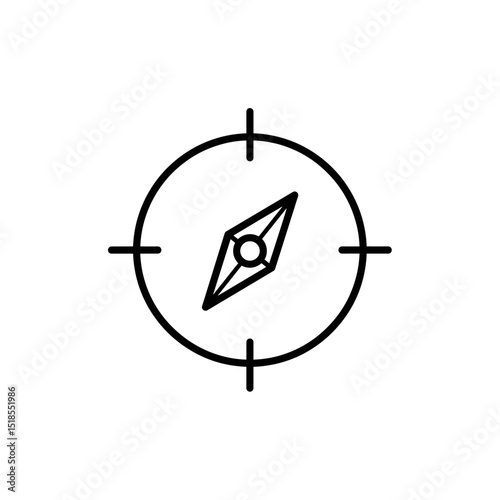 Minimalist Line Art Compass Icon for Navigation and Direction