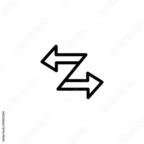 Exchange Arrows Icon - Two-Way Direction or Transfer Symbol (Z-shape Outline)
