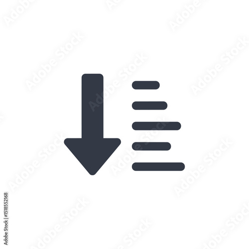 Sort Down Icon - Arrow with Lines for Descending Order List
