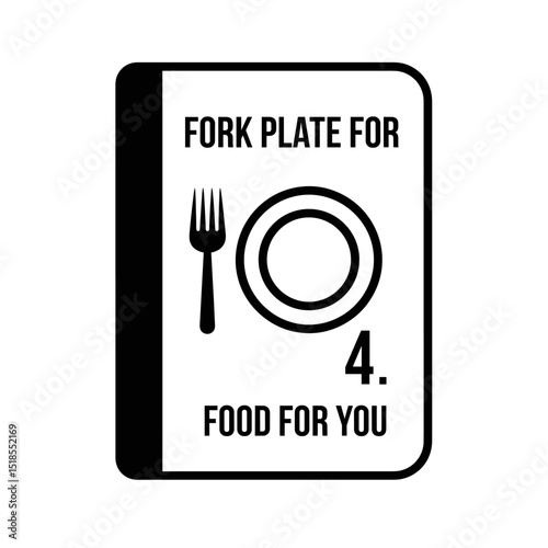 Dining Sign: 'Fork Plate For 4. Food For You' with Cutlery Icon