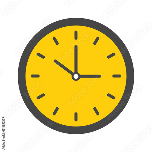 Yellow and Black Wall Clock Icon - Simple Analog Timepiece Design