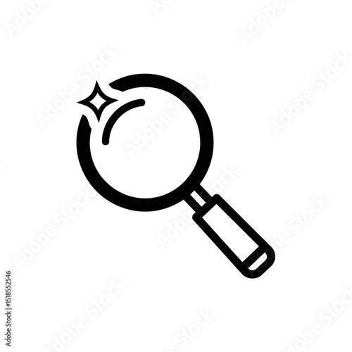 Sparkling Magnifying Glass Outline Icon for Search or Discovery