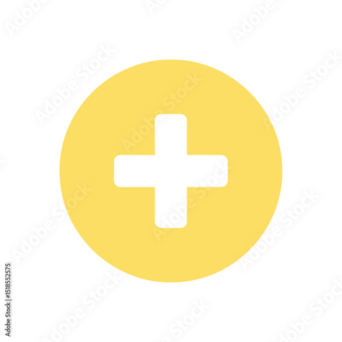 Yellow Circle with White Plus Sign - Add or New Item Icon