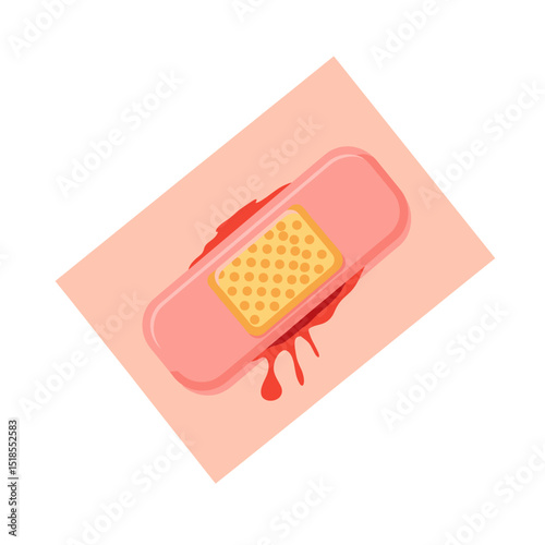 Adhesive Bandage on Bleeding Wound - First Aid or Injury Care Icon
