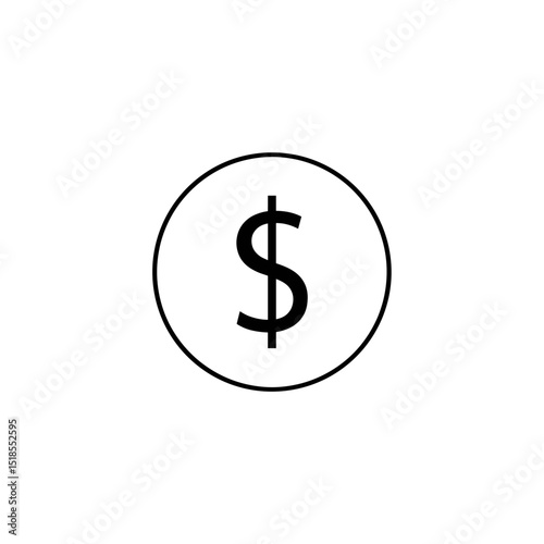 Minimalist Black Dollar Sign Icon within a Thin Circle Outline