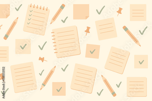 Creative workspace with notebooks, stationery, and checklists for productive organization and planning activities