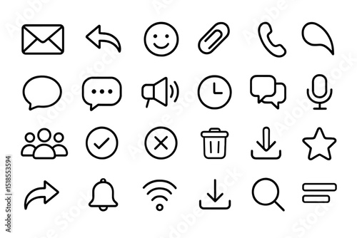 Icons representing common digital communication and organization tools suitable for web design or app development