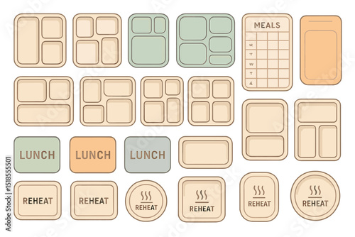 Colorful and versatile meal prep containers arranged neatly on a clean surface showcasing options for lunch and reheating