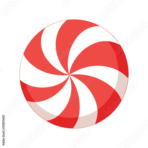 Striped Peppermint Candy Isolated Illustration
