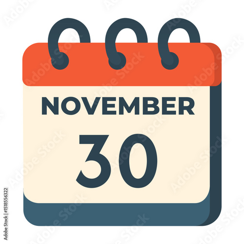30 november calendar vector on white background
Vector calendar with date
