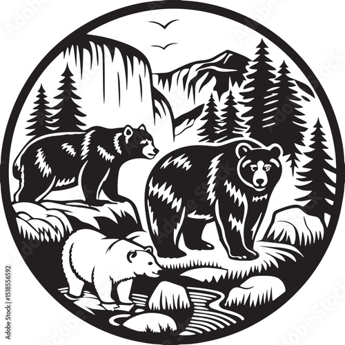 Vector tattoo illustration of a tribal wild animal head: wolf, eagle, and lion