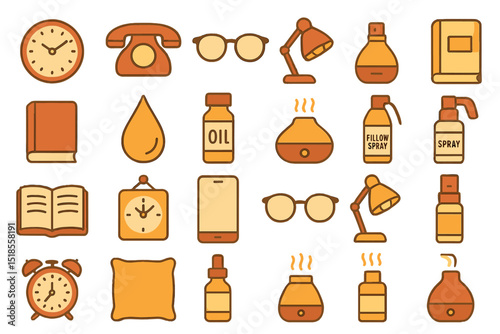 Collection of vintage and modern objects for daily use in a cozy workspace or home environment