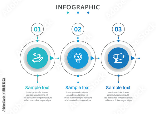 Business infographic template with 3 options or steps	
