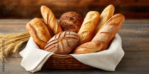 Wallpaper Mural Assorted Artisan Breads in Rustic Basket Torontodigital.ca