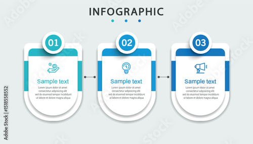 Business infographic template with 3 options or steps	
