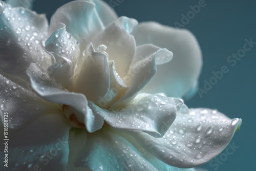 Close-up of a white flower with water droplets.