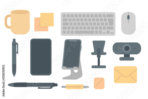 Working desk setup with essential office supplies arranged neatly for productivity in a modern workspace