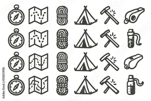 Camping gear and tools for outdoor adventures in wilderness settings