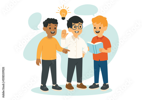 Collaborate illustration flat, Teamwork business, study, poster