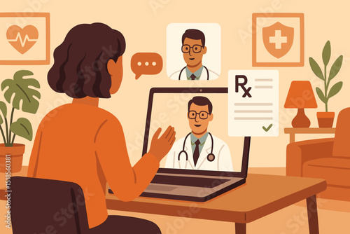 Illustration of telemedicine consultation with a doctor online