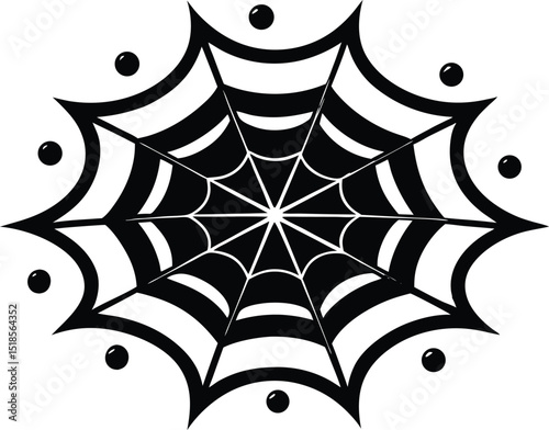 Dewdrops On Spider Web Silhouette | Sparkling Web with Morning Dew